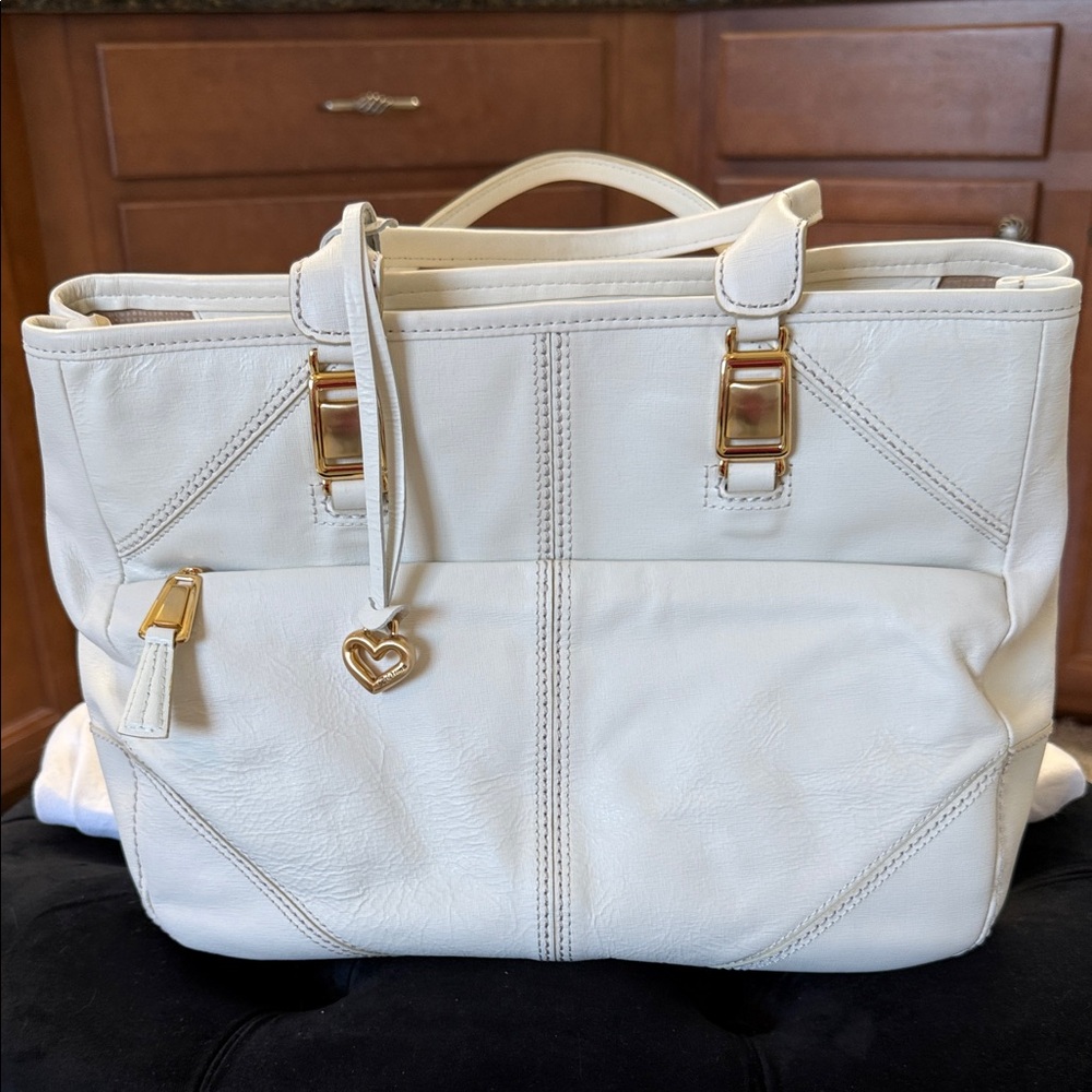 Brighton Ivory Shoulder Bag with Gold Details